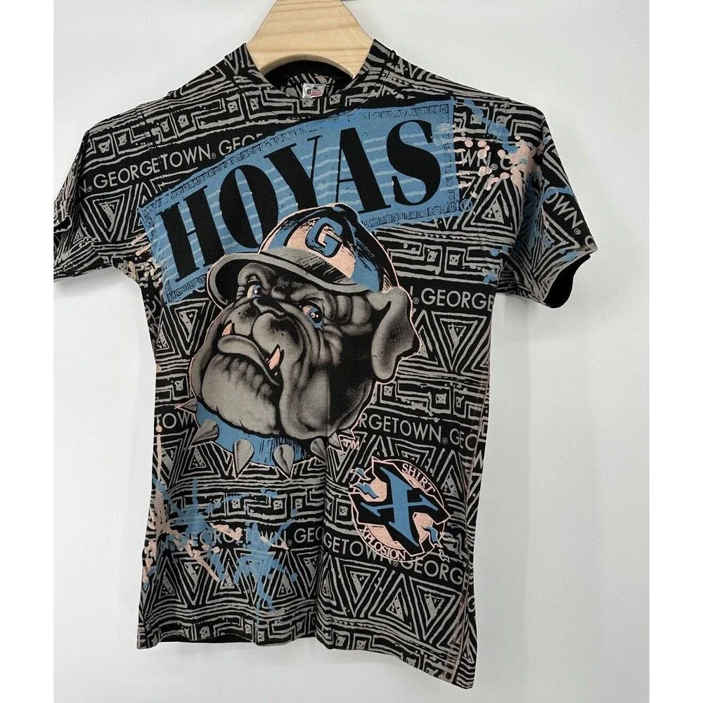 Vintage single stitch‎ georgetown hoyas t shirt Oliver  print  L - Picture 2 of 5